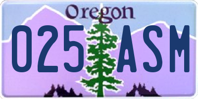 OR license plate 025ASM