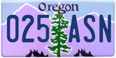 OR license plate 025ASN
