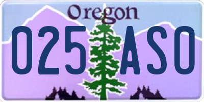 OR license plate 025ASO
