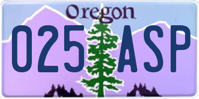 OR license plate 025ASP