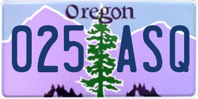 OR license plate 025ASQ