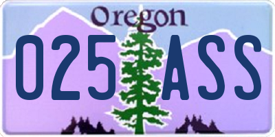 OR license plate 025ASS
