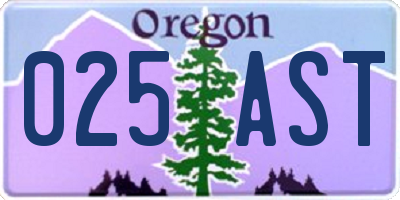 OR license plate 025AST
