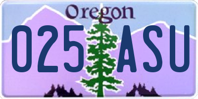 OR license plate 025ASU