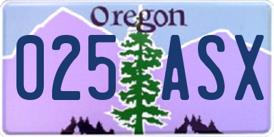 OR license plate 025ASX