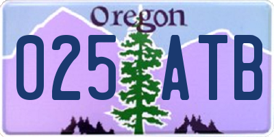 OR license plate 025ATB