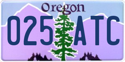 OR license plate 025ATC