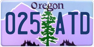 OR license plate 025ATD