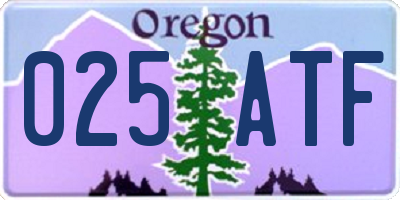 OR license plate 025ATF