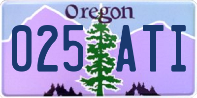 OR license plate 025ATI