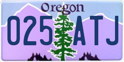 OR license plate 025ATJ
