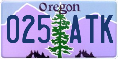 OR license plate 025ATK