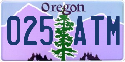 OR license plate 025ATM