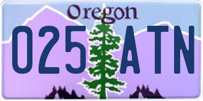 OR license plate 025ATN