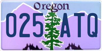 OR license plate 025ATQ