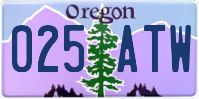 OR license plate 025ATW