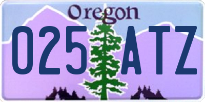 OR license plate 025ATZ