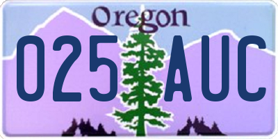 OR license plate 025AUC