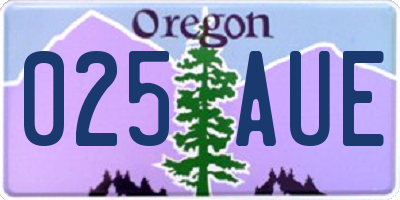 OR license plate 025AUE