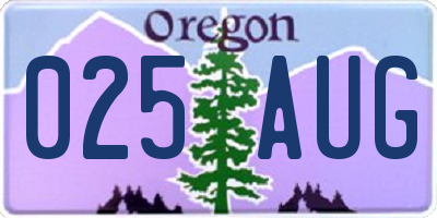 OR license plate 025AUG