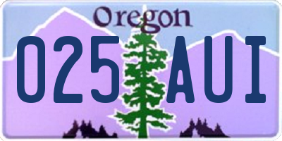 OR license plate 025AUI