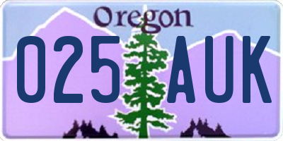 OR license plate 025AUK