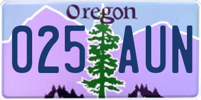 OR license plate 025AUN