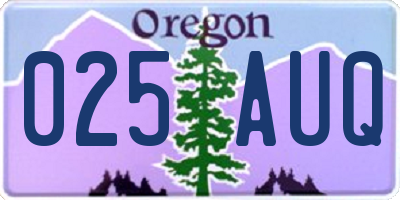 OR license plate 025AUQ