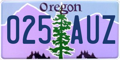 OR license plate 025AUZ