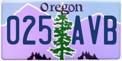 OR license plate 025AVB