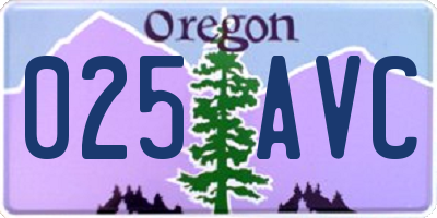 OR license plate 025AVC