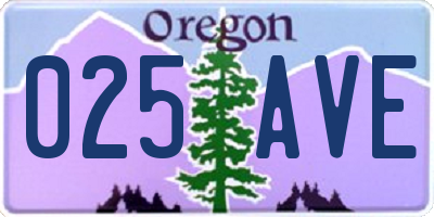 OR license plate 025AVE