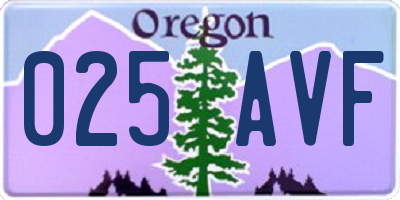 OR license plate 025AVF