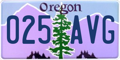 OR license plate 025AVG