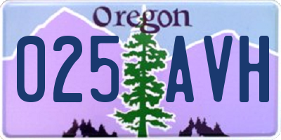 OR license plate 025AVH
