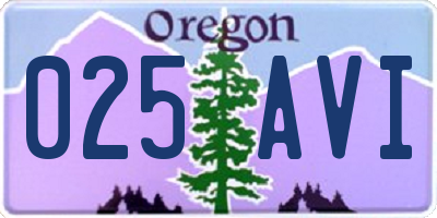 OR license plate 025AVI