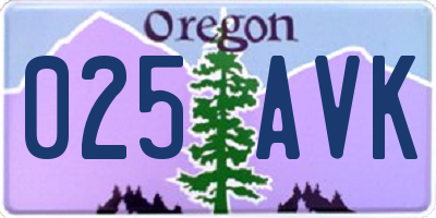 OR license plate 025AVK
