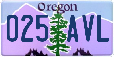 OR license plate 025AVL