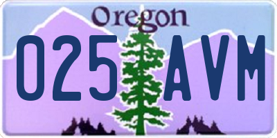OR license plate 025AVM
