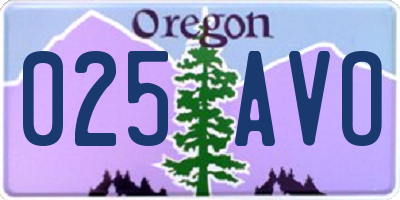 OR license plate 025AVO