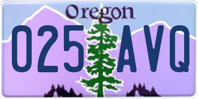 OR license plate 025AVQ