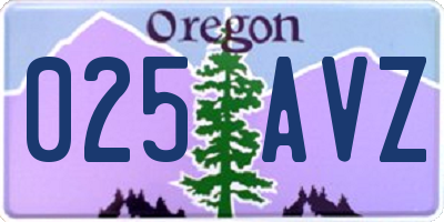 OR license plate 025AVZ