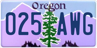 OR license plate 025AWG