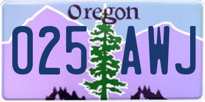 OR license plate 025AWJ