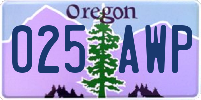 OR license plate 025AWP