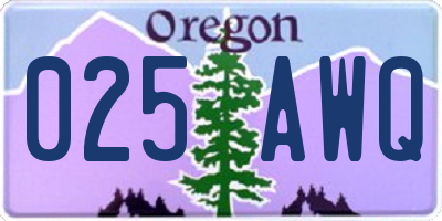 OR license plate 025AWQ