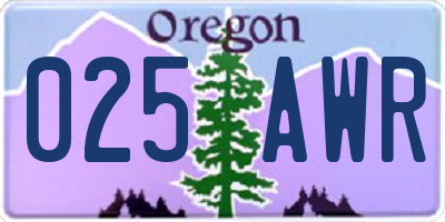 OR license plate 025AWR