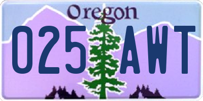 OR license plate 025AWT