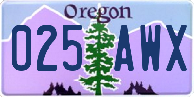 OR license plate 025AWX