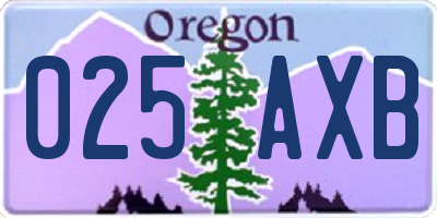 OR license plate 025AXB